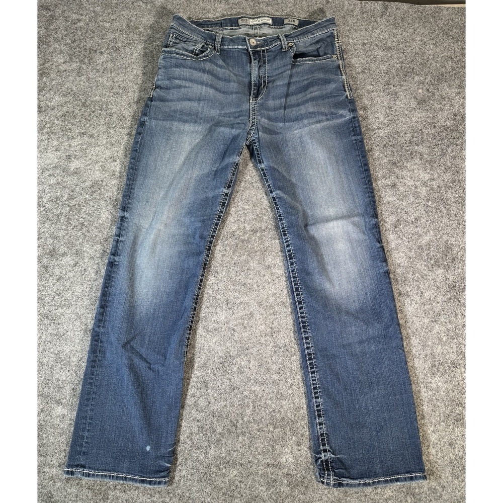 BKE Tyler Straight Men's Jeans 34R Medium Wash Blue Denim Buckle